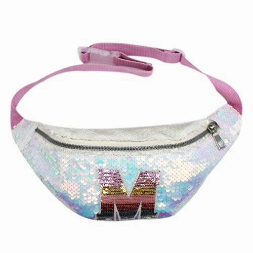 Aibearty Kids Glitter Reversible Sequin Fanny Pack Letter Print Waist Bag