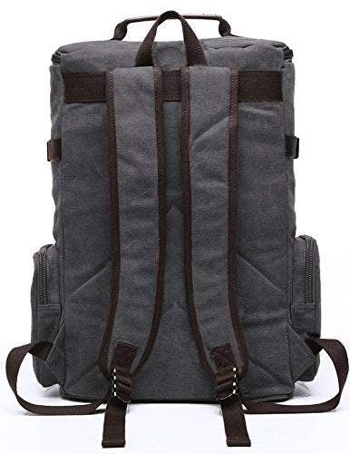 Aidonger Vintage Canvas Backpack Laptop Backpack Weekend Backpack (Black)