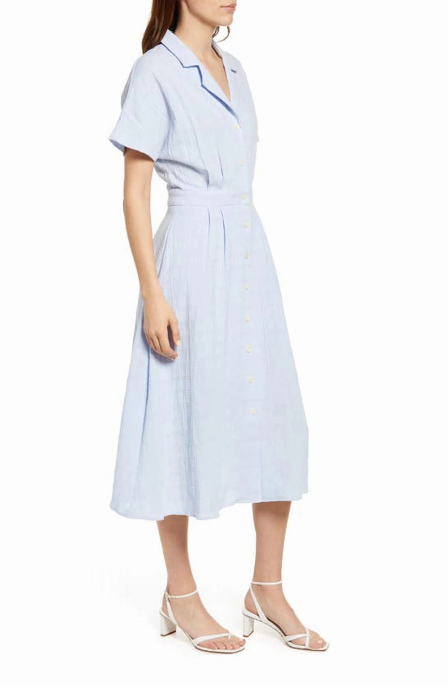 Alexandra Woven Dress In Bleu Clair