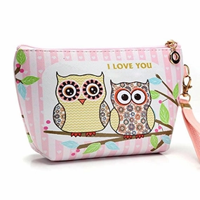 AMA(TM) Owl Portable Zip Toiletry Travel Cosmetic Bag Makeup Case Pouch Toiletry Wash Kit