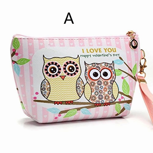 AMA(TM) Owl Portable Zip Toiletry Travel Cosmetic Bag Makeup Case Pouch Toiletry Wash Kit