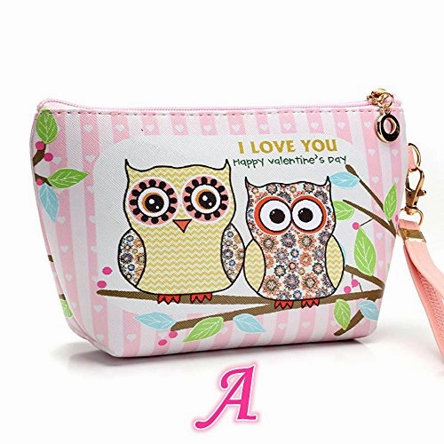 AMA(TM) Owl Portable Zip Toiletry Travel Cosmetic Bag Makeup Case Pouch Toiletry Wash Kit