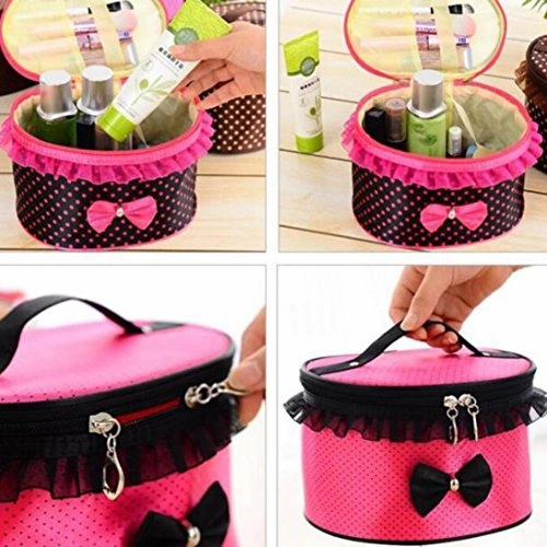 AMA(TM) Portable Travel Cosmetic Bag Makeup Case Pouch Toiletry Wash Kit Organizer (Pink)