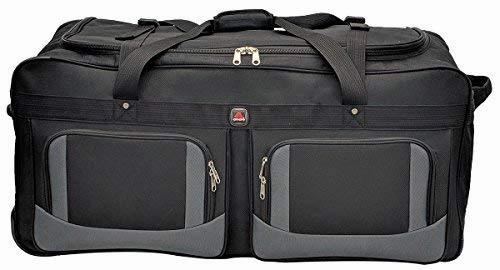 Amaro 36in Rolling Duffel Bag With Wheels | Travel Duffle Luggage Bag | Lightweight Rolling Bag L | Retractable Pull Handle (Black)