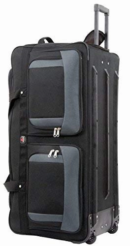 Amaro 36in Rolling Duffel Bag With Wheels | Travel Duffle Luggage Bag | Lightweight Rolling Bag L | Retractable Pull Handle (Black)