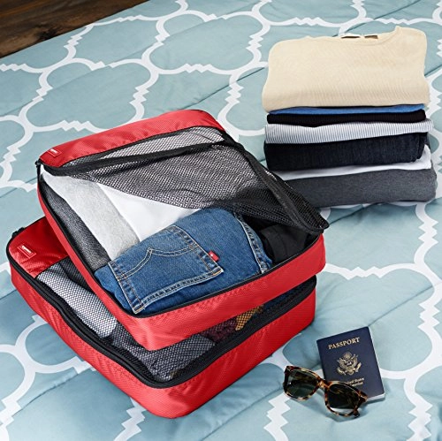 Amazonbasics 4-Piece Packing Cube Set - Large, Red