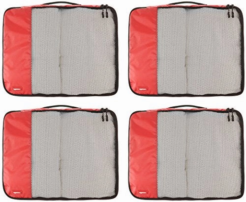 Amazonbasics 4-Piece Packing Cube Set - Large, Red