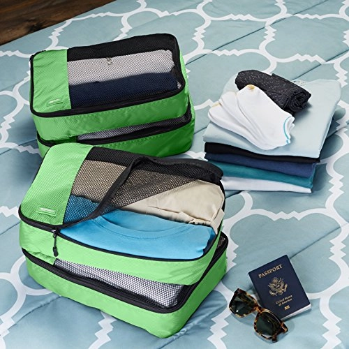 Amazonbasics 4-Piece Packing Cube Set - Medium, Green
