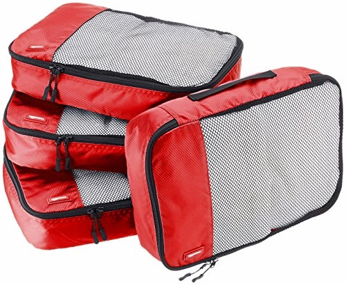 Amazonbasics 4-Piece Packing Cube Set - Medium, Red