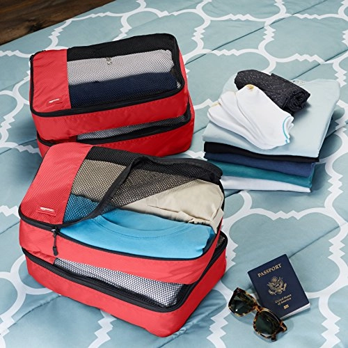 Amazonbasics 4-Piece Packing Cube Set - Medium, Red