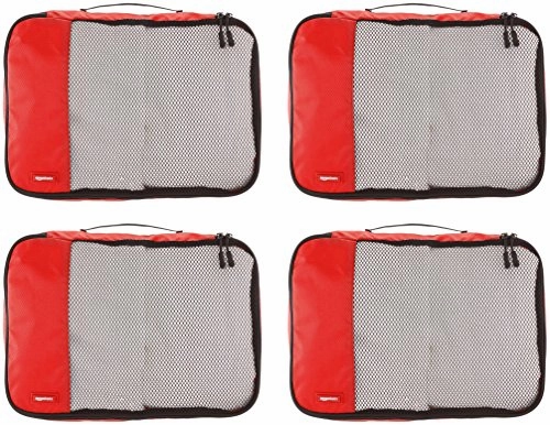 Amazonbasics 4-Piece Packing Cube Set - Medium, Red