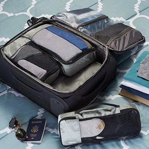 Amazonbasics 4-Piece Packing Cube Set - Small, Medium, Large, And Slim, Gray