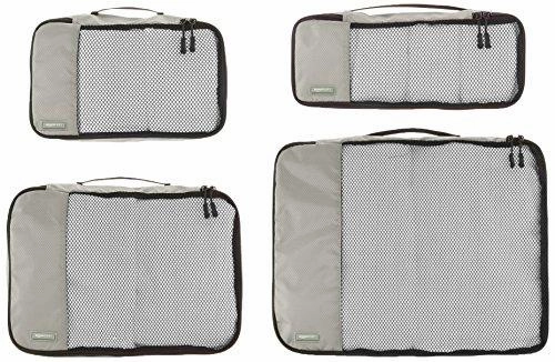 Amazonbasics 4-Piece Packing Cube Set - Small, Medium, Large, And Slim, Gray