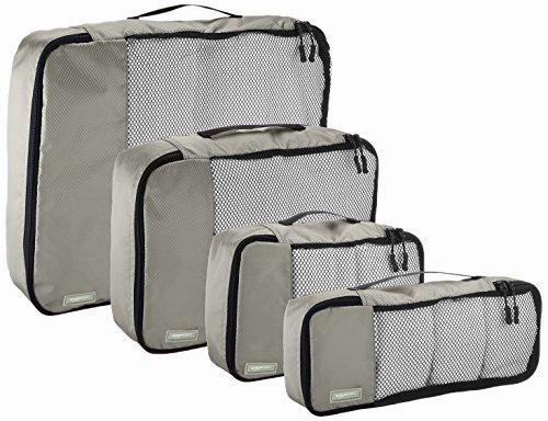 Amazonbasics 4-Piece Packing Cube Set - Small, Medium, Large, And Slim, Gray