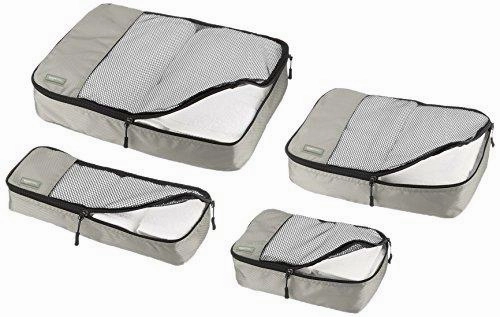Amazonbasics 4-Piece Packing Cube Set - Small, Medium, Large, And Slim, Gray
