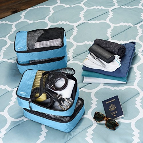 Amazonbasics Small  Packing Cubes - 4 Piece Set, Sky Blue