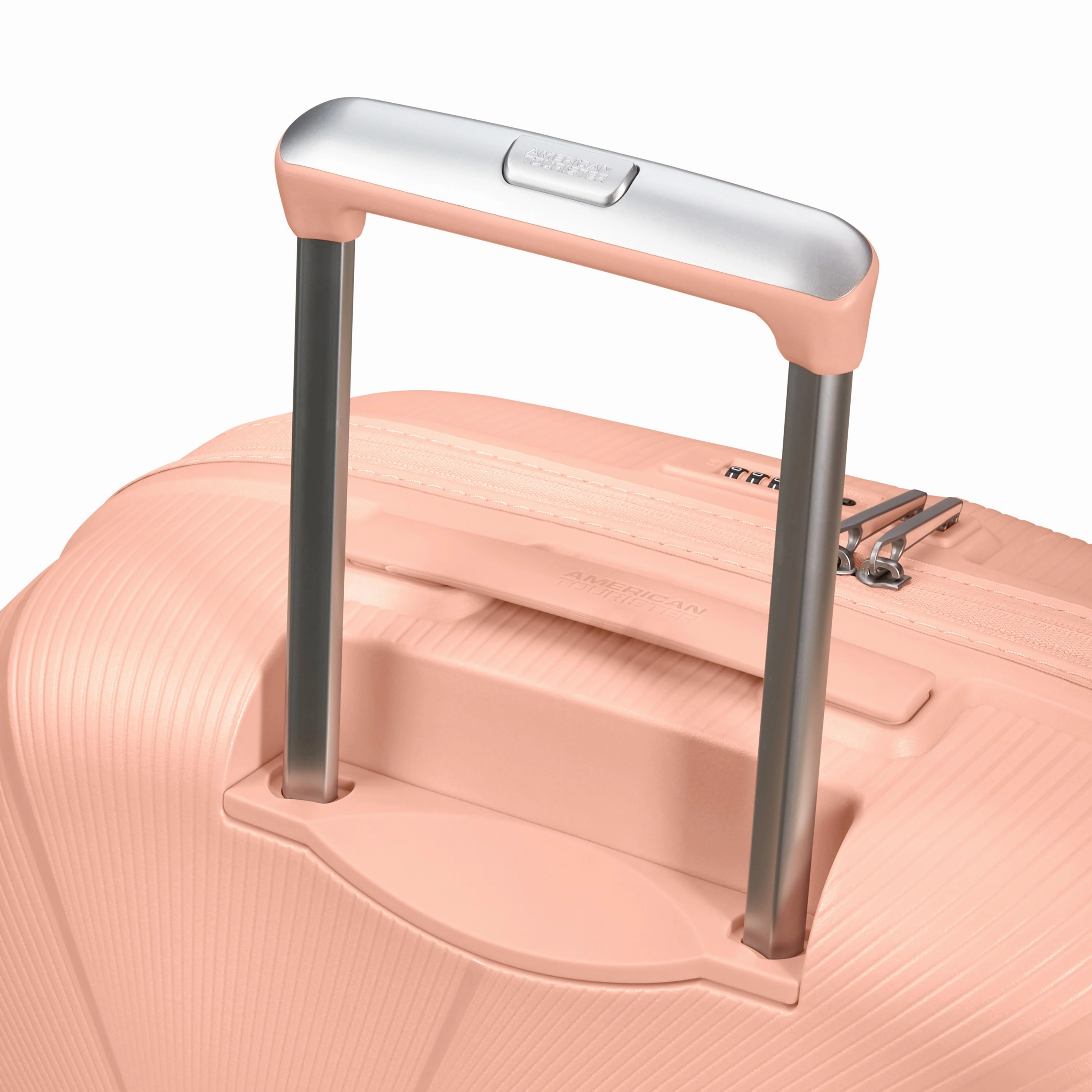 American Tourister StarVibe Spinner Medium Expandable Luggage - Metallic Peach