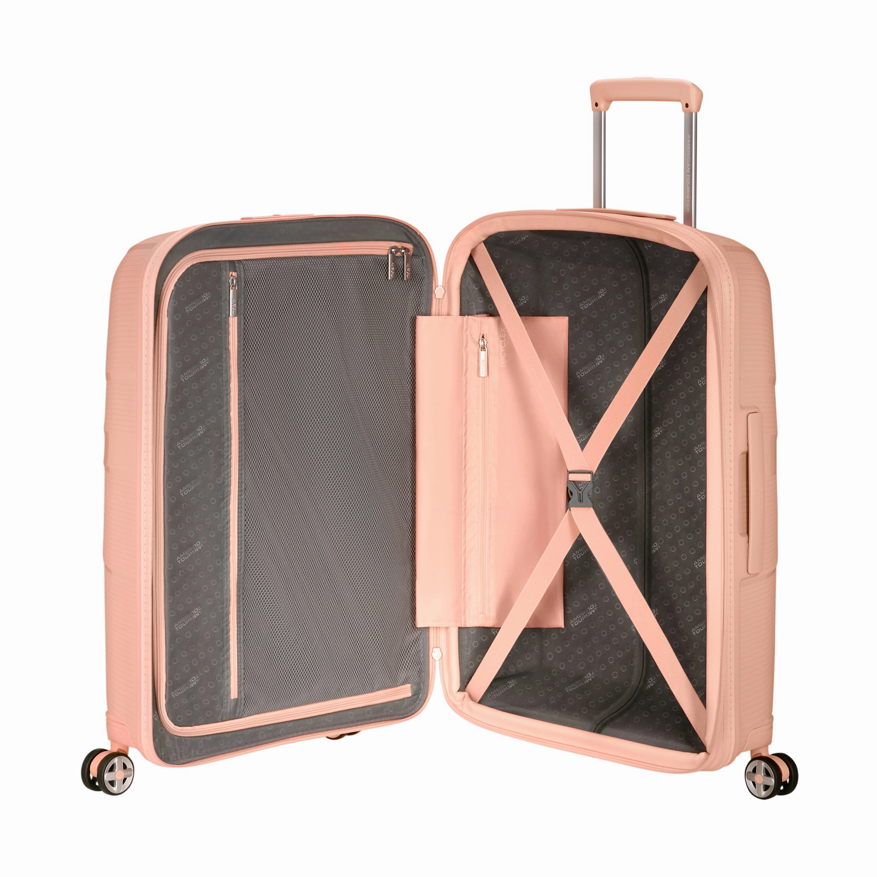 American Tourister StarVibe Spinner Medium Expandable Luggage - Metallic Peach