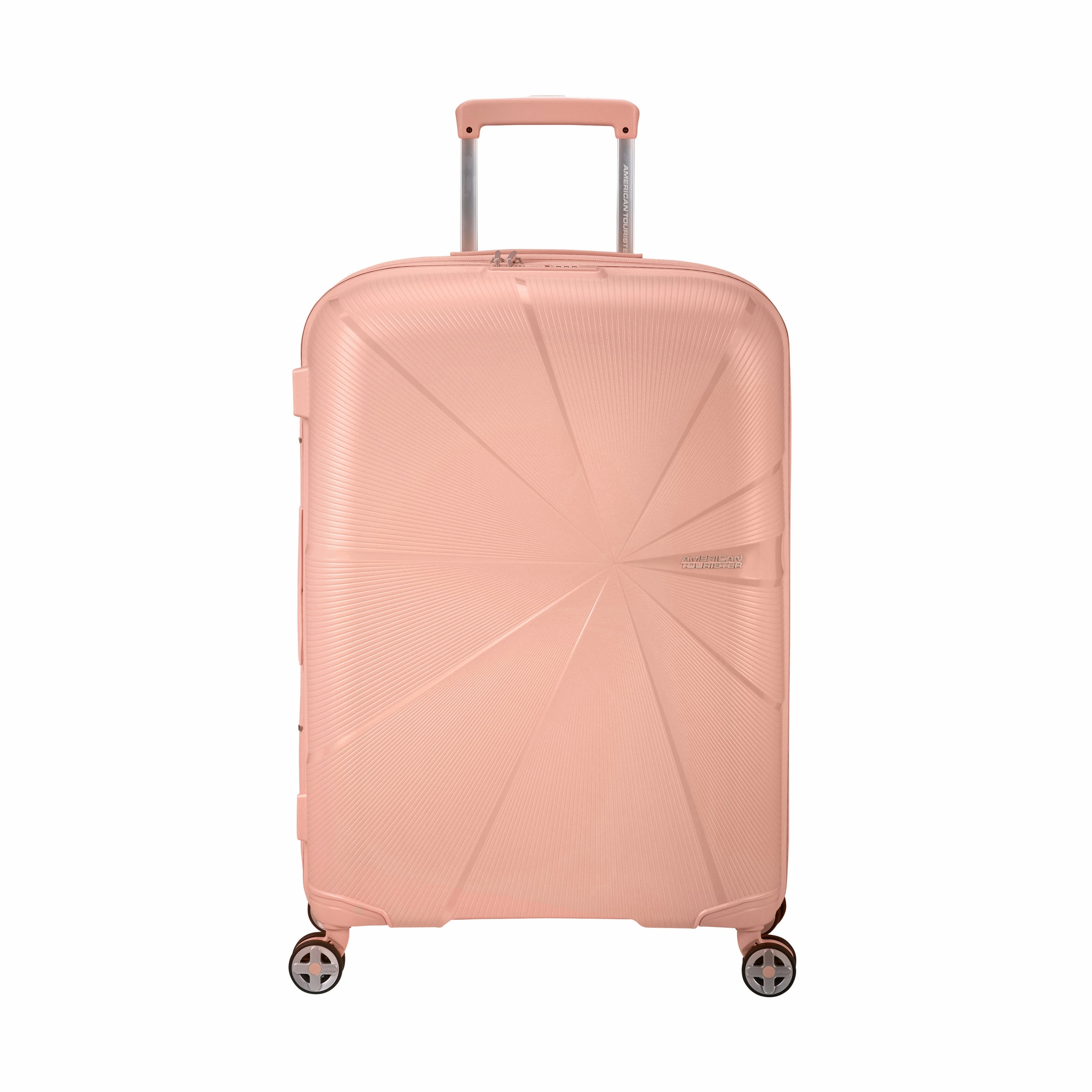 American Tourister StarVibe Spinner Medium Expandable Luggage - Metallic Peach
