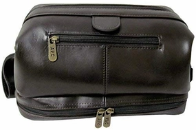 AmeriLeather Toiletry Bag with Bonus Accessories (Black)