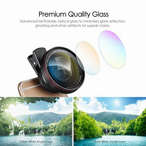 AMIR Phone Camera Lens, 0.6X Super Wide Angle Lens   15X Macro Lens for iPhone Lens Kit, 2 in 1