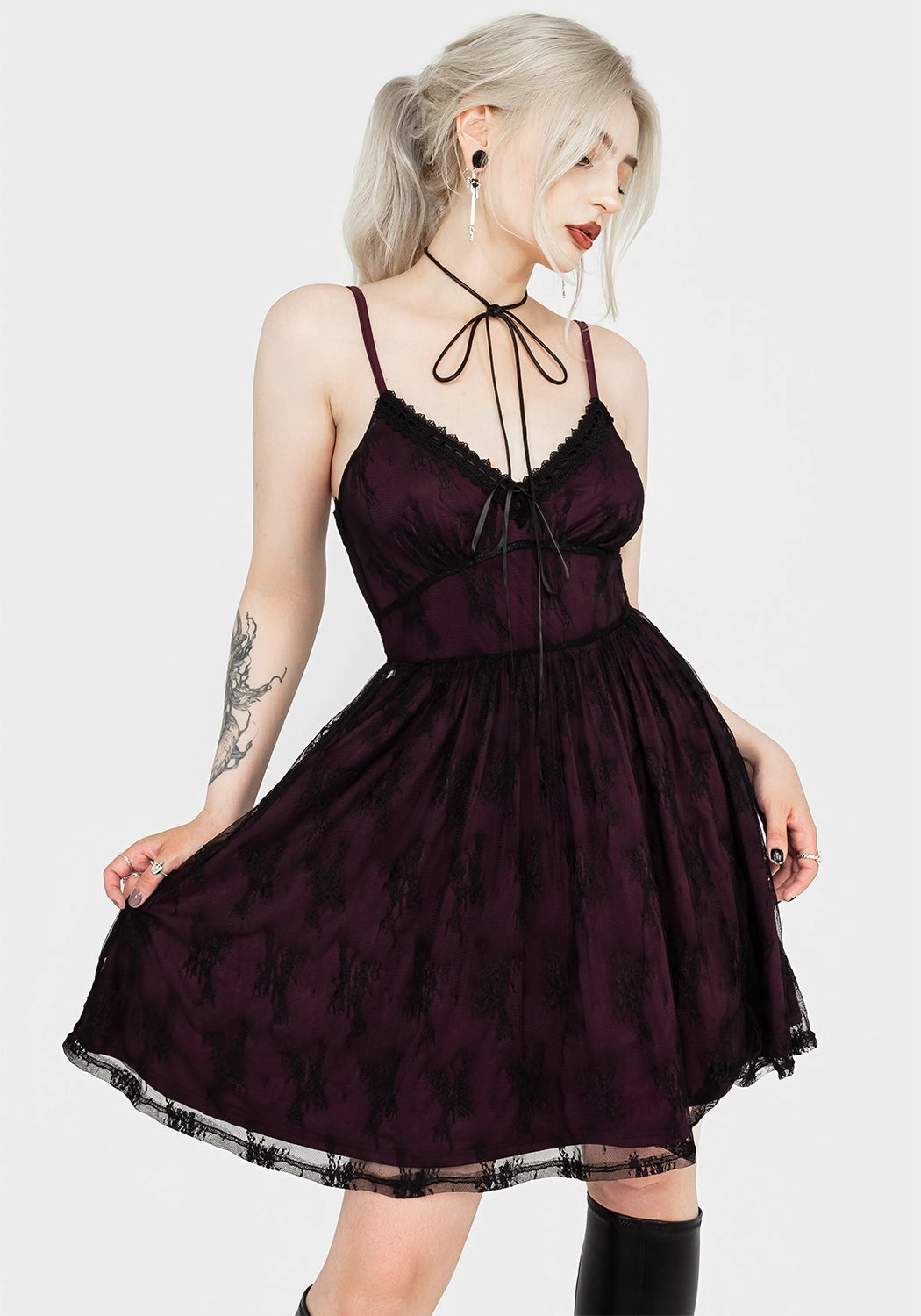 Anastasie Stretch Lace Mini Dress Dresses Womens - women's dresses clearance