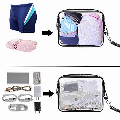 Ariza Clear Toiletry Bag Tsa Approved, Travel Accessories Toiletries Bags Carry On 3-1-1 Quart Sized Airport Airline Compliant Makeup Organizers with Zipper 3pcs/pack (Black)