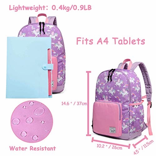 Backpack for Little Girls,VASCHY Cute Lightweight Water Resistant Preschool Backpack for Kindergarten Bookbag Unicorn