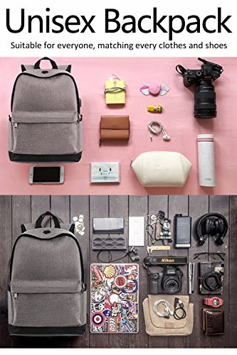 Backpack, Water Resistant School Backpack With Usb Charging Port For Women Men, Canvas College