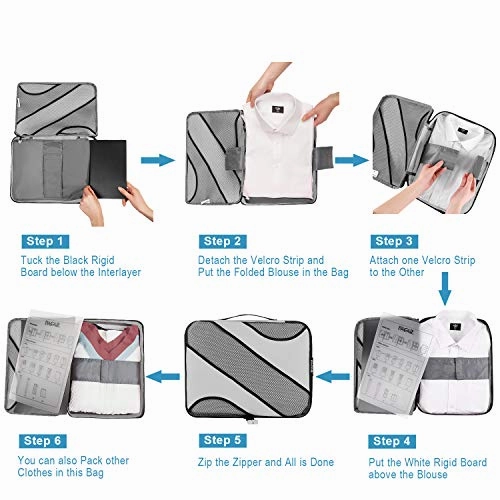 BAGAIL 6 Set Packing Cubes Multi-Functional Luggage Packing Organizers for Travel Accessories