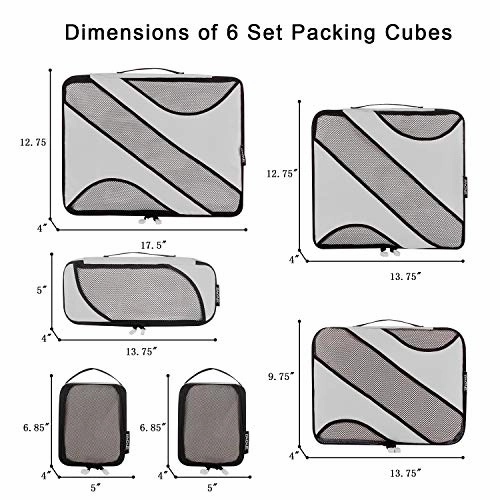BAGAIL 6 Set Packing Cubes Multi-Functional Luggage Packing Organizers for Travel Accessories