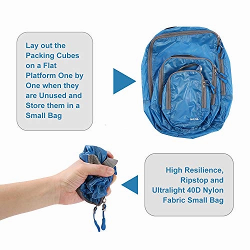 BAGAIL 6 Set Ultralight Packing Cubes Expandable Travel Packing Organizers Blue(2M 2S 2Slim)
