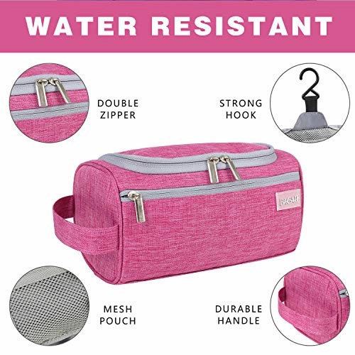 BAGAIL Hanging Dopp Kit Sturdy Travel Toiletry Organizer for Bathroom Shower Fuchsia