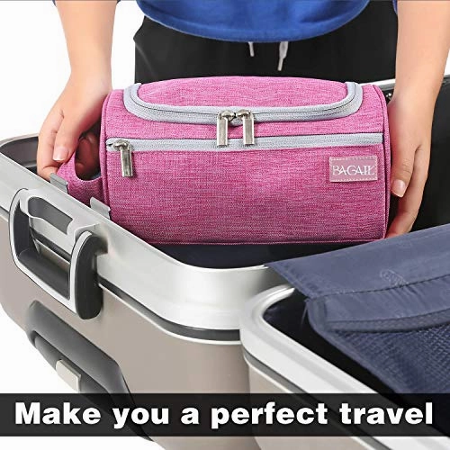 BAGAIL Hanging Dopp Kit Sturdy Travel Toiletry Organizer for Bathroom Shower Fuchsia