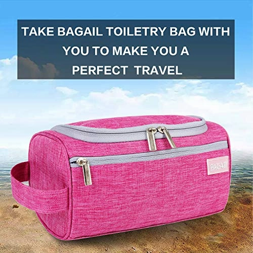 BAGAIL Hanging Dopp Kit Sturdy Travel Toiletry Organizer for Bathroom Shower Fuchsia
