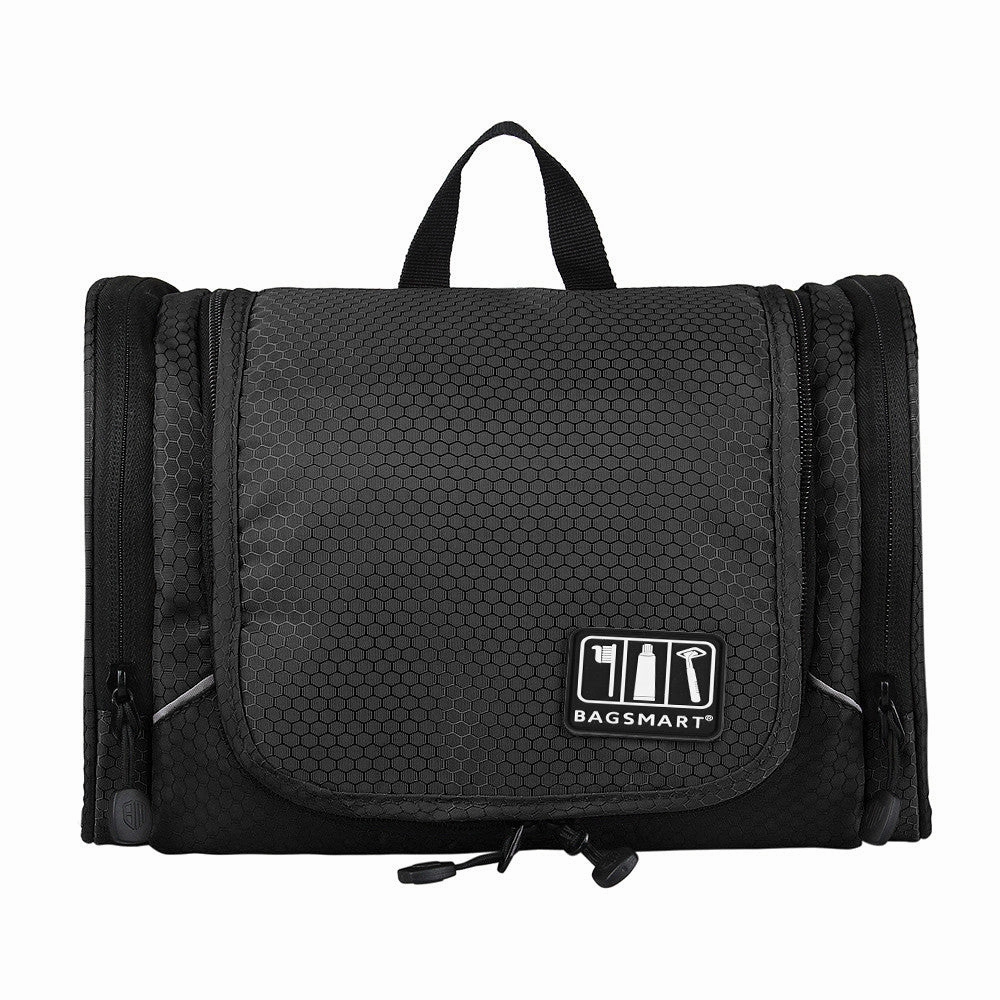BAGSMART Nylon Cosmetic Bag With Hanger Waterproof Toiletry Bag Portable Makeup Bag Unisex