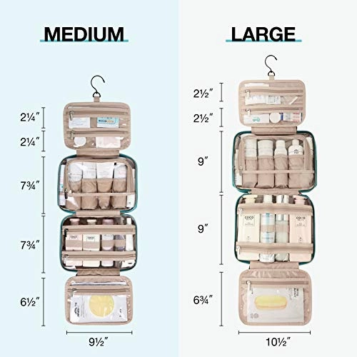 BAGSMART Toiletry Bag Hanging Travel Makeup Organizer with TSA Approved Transparent Cosmetic Bag Makeup Bag for Full Sized Toiletries, Medium-Teal