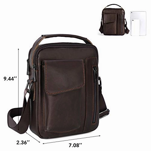 BAIGIO Men's Cowhide Genuine Leather Shoulder Bag Vintage Crossbody Messenger Bags Satchel for
