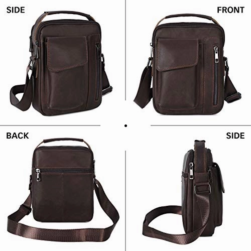 BAIGIO Men's Cowhide Genuine Leather Shoulder Bag Vintage Crossbody Messenger Bags Satchel for