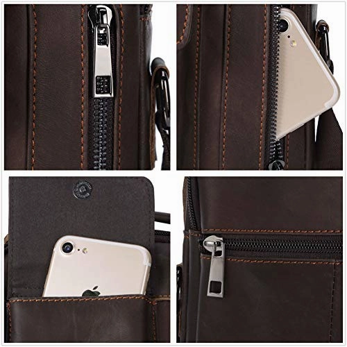 BAIGIO Men's Cowhide Genuine Leather Shoulder Bag Vintage Crossbody Messenger Bags Satchel for