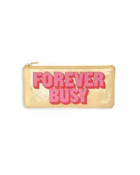 ban.do Women's Get it Together Leatherette Toiletry Travel Bag Pencil Pouch with Zip Close, Forever Busy