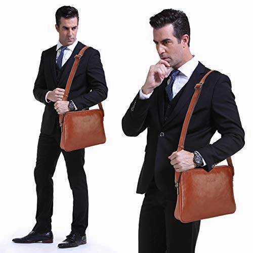 Banuce Vintage Full Grains Italian Leather Messenger Bag for Men Shoulder Crossbody Bag Business