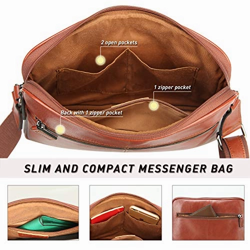 Banuce Vintage Full Grains Italian Leather Messenger Bag for Men Shoulder Crossbody Bag Business
