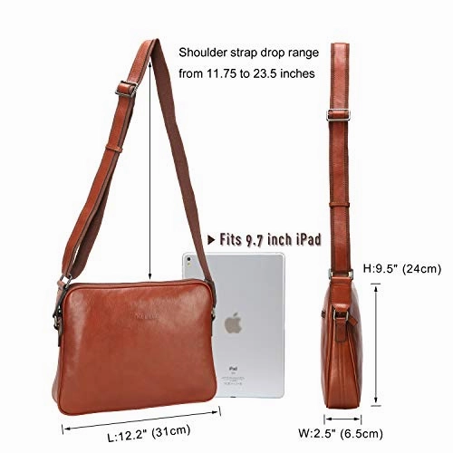 Banuce Vintage Full Grains Italian Leather Messenger Bag for Men Shoulder Crossbody Bag Business