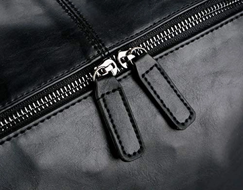 Baosha Hb-06 Pu Leather Travel Tote Bag Weekender Duffel Overnight Bag Carry On Bag (Black)