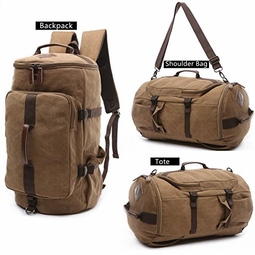 Baosha Hb-26 3-Ways Vintage Canvas Men Holdall Weekend Travel Duffel Bag Backpack Messenger