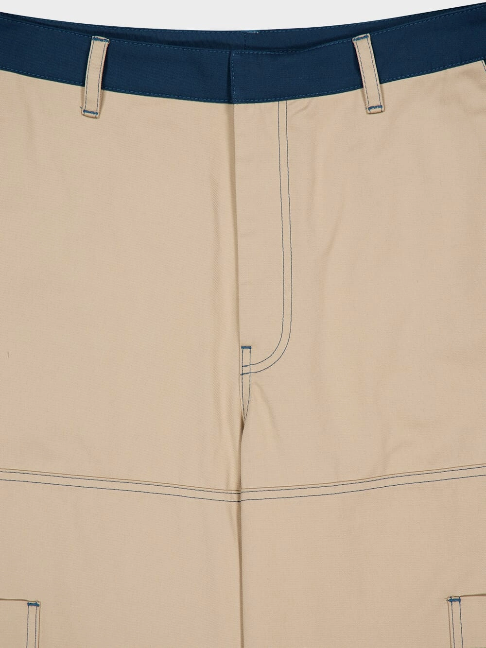 Beige Cargo Pants with Stitch Detailing
