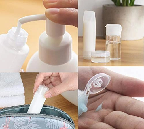 Bekith 12 Pack Travel Size Plastic Squeeze Bottles for Liquids, 30ml/1oz Makeup Toiletry Refillable Cosmetic Containers For Shampoo,Conditioner,Lotion,Toiletries