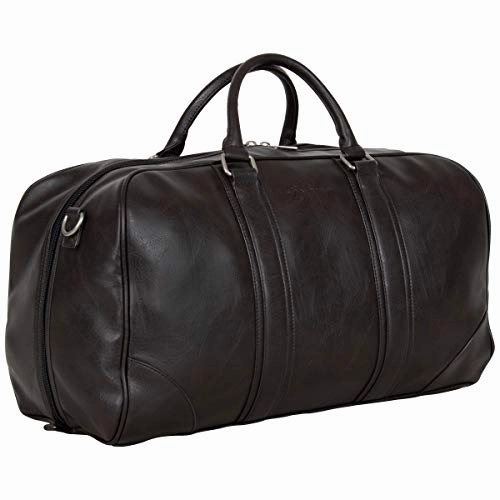 Ben Sherman 20" Travel Duffel Vegan Leather Weekender Carry-On Duffle Luggage/Gym Bag for Men & Women, Brown