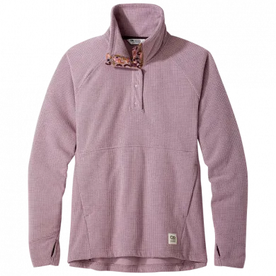 Hot Sale OUTDOOR RESEARCH Women's Trail Mix Snap Grid Fleece Pullover discount sale, bottom price, buy more and save more, best quality for you.